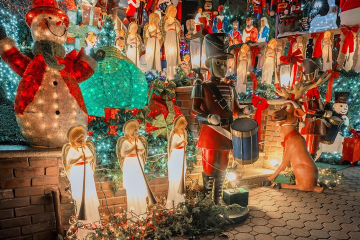 Experience the magic of Dyker Heights with dazzling lights festive displays and beloved holiday characters. Capture memorable moments amidst the whimsical decorations and taste delicious treats along the way.